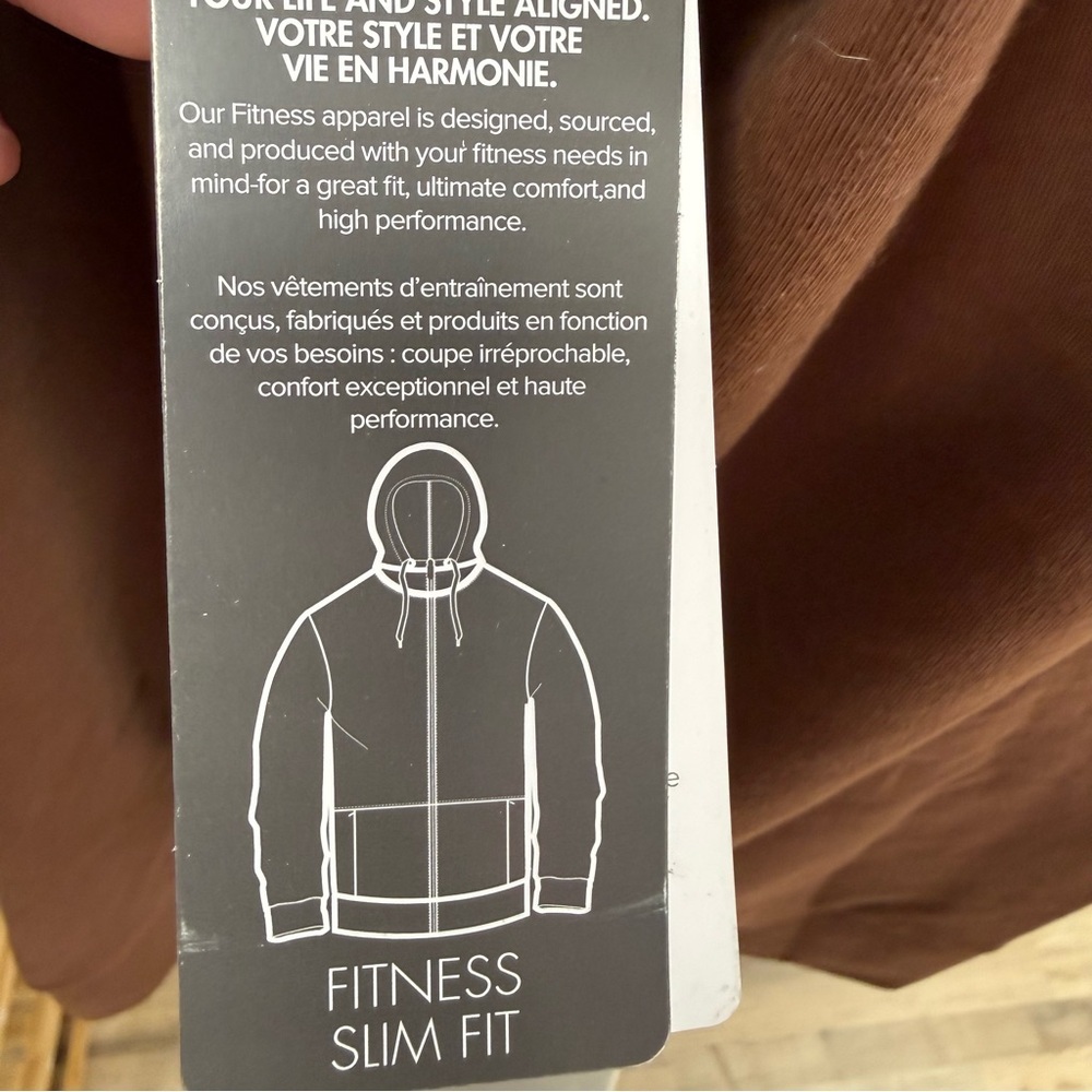 NWT Gaiam Yoga Namaste Hoodie Slim Fit Fitness Large Brown Cowl Neck Sweatshirt - Picture 9 of 11